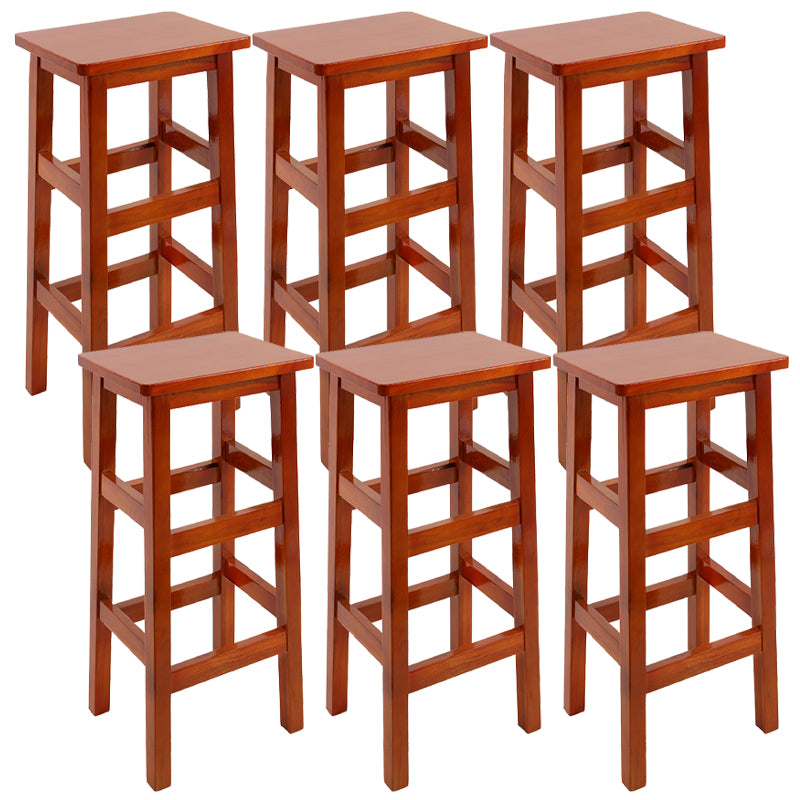Solid Wood Bar Stool Counter Armless Backless Stool for Living Room