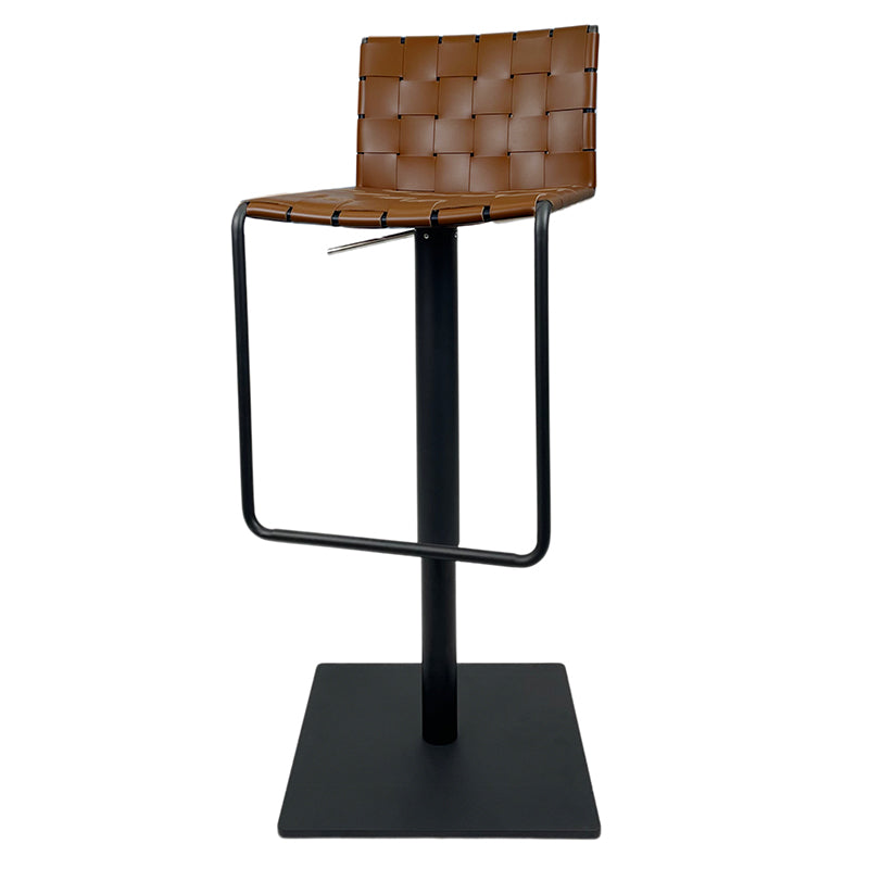 Industrial Leather Bar Stool Backrest Adjustable Counter Stool for Living Room