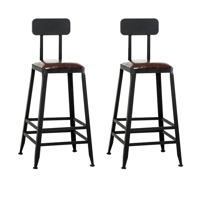 Contemporary Armless Dining Stool Metal Bar Stool with Footrest