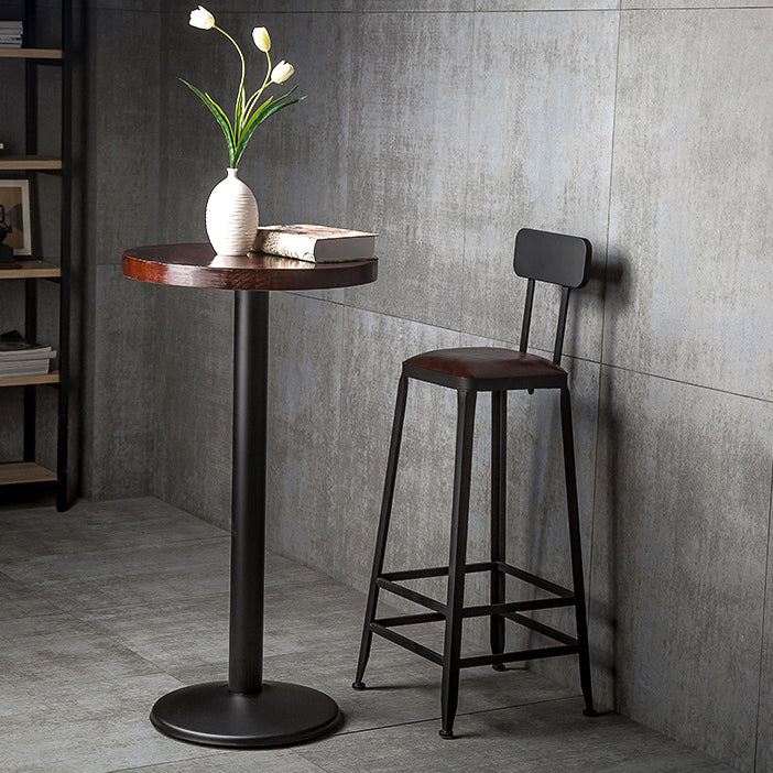 Contemporary Armless Dining Stool Metal Bar Stool with Footrest