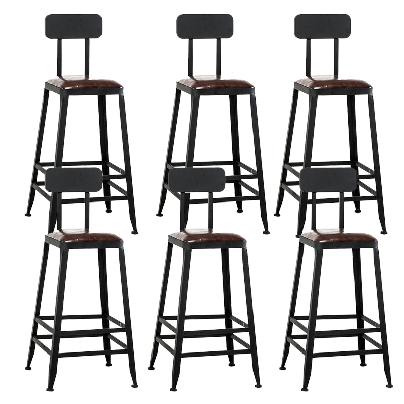 Contemporary Armless Dining Stool Metal Bar Stool with Footrest