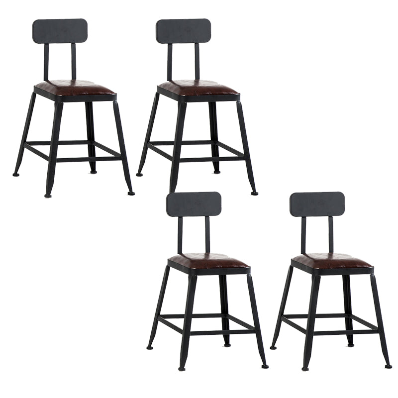 Contemporary Armless Dining Stool Metal Bar Stool with Footrest