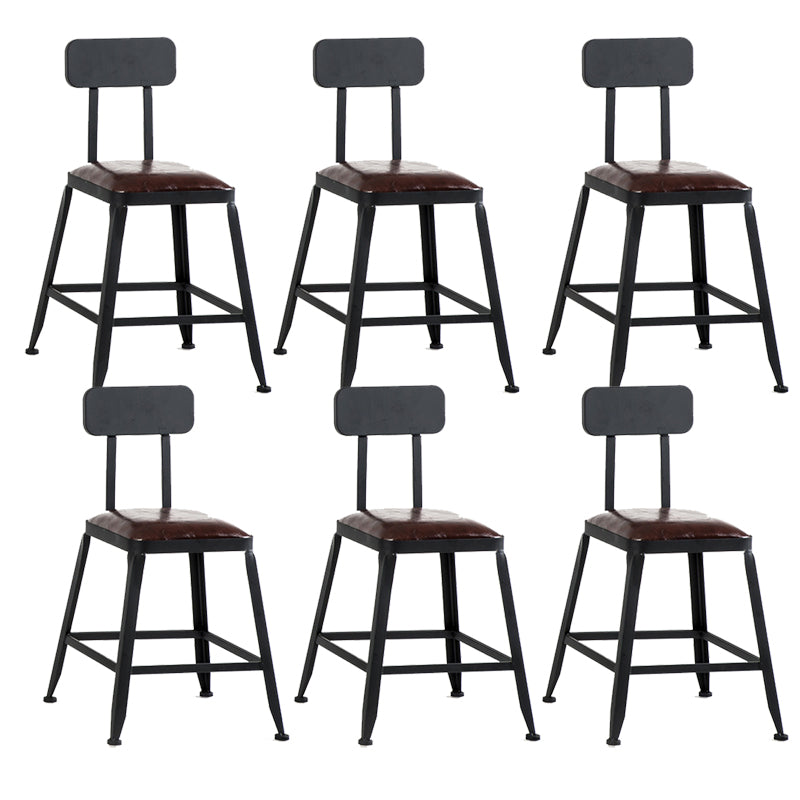 Contemporary Armless Dining Stool Metal Bar Stool with Footrest