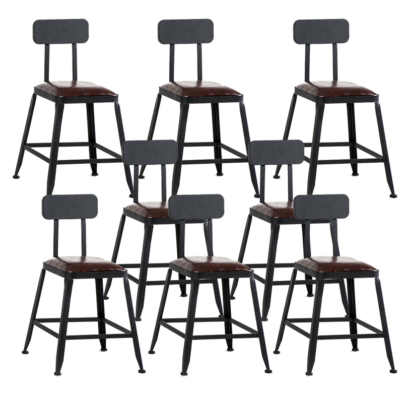 Contemporary Armless Dining Stool Metal Bar Stool with Footrest