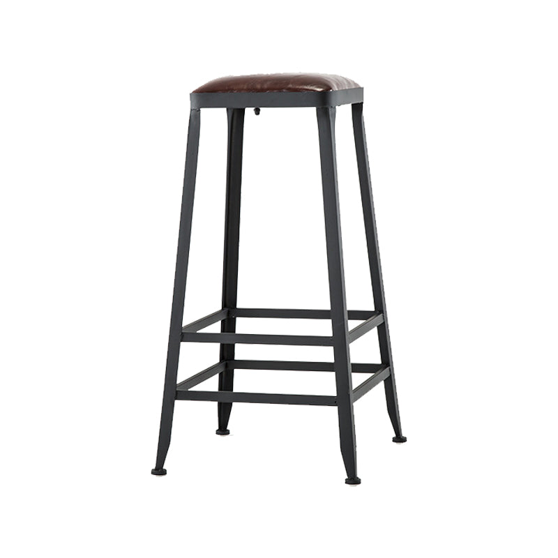 Contemporary Armless Dining Stool Metal Bar Stool with Footrest