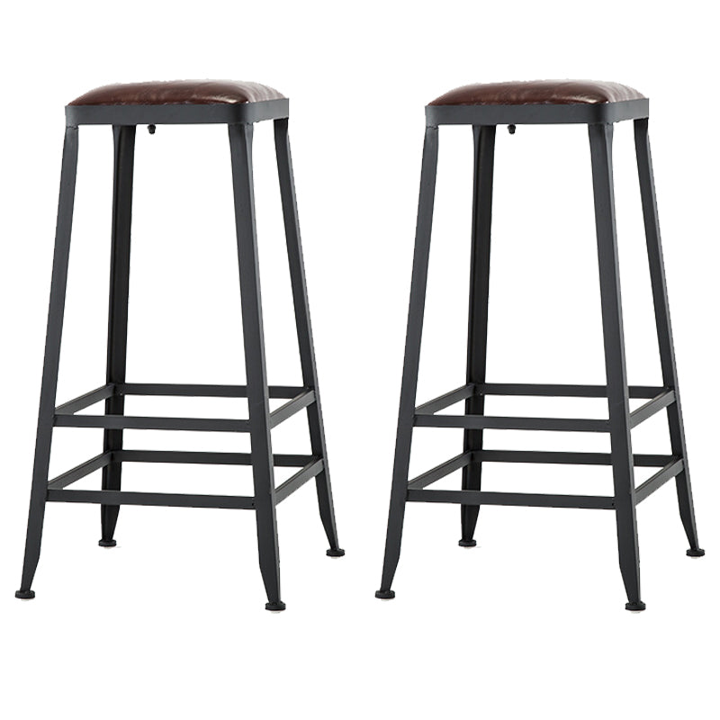 Contemporary Armless Dining Stool Metal Bar Stool with Footrest