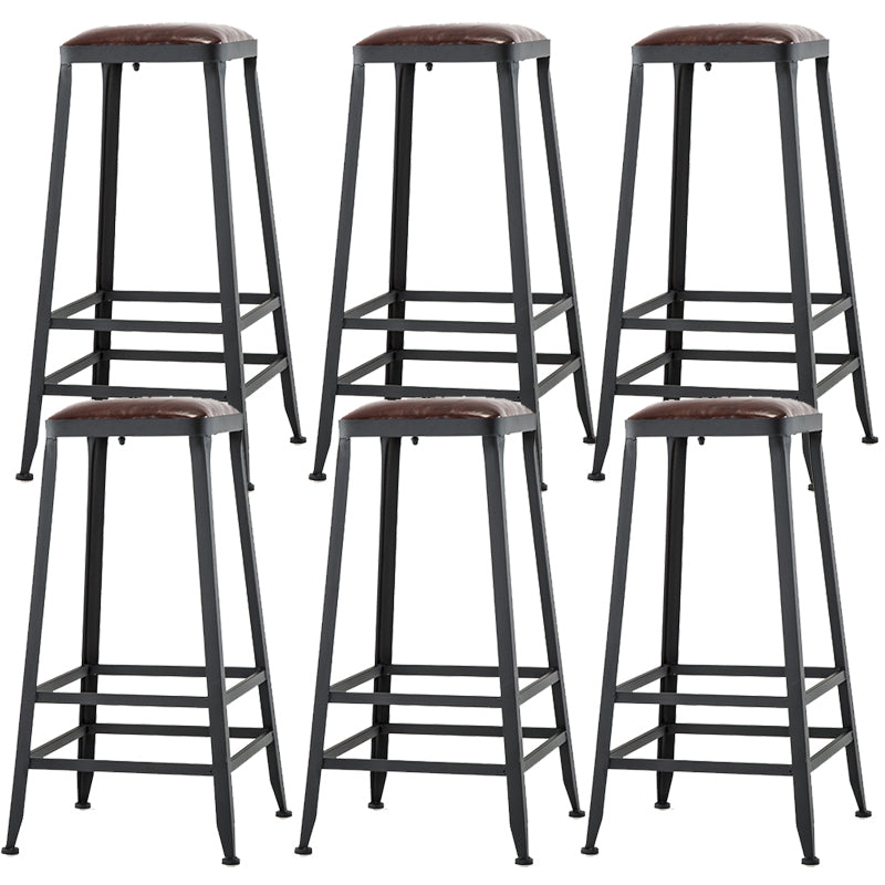 Contemporary Armless Dining Stool Metal Bar Stool with Footrest