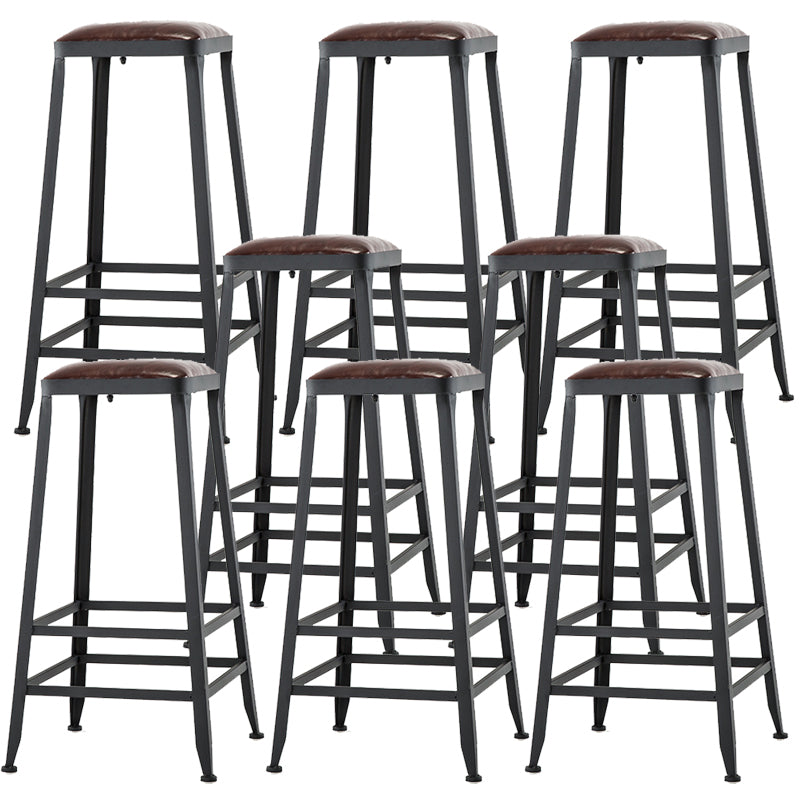 Contemporary Armless Dining Stool Metal Bar Stool with Footrest
