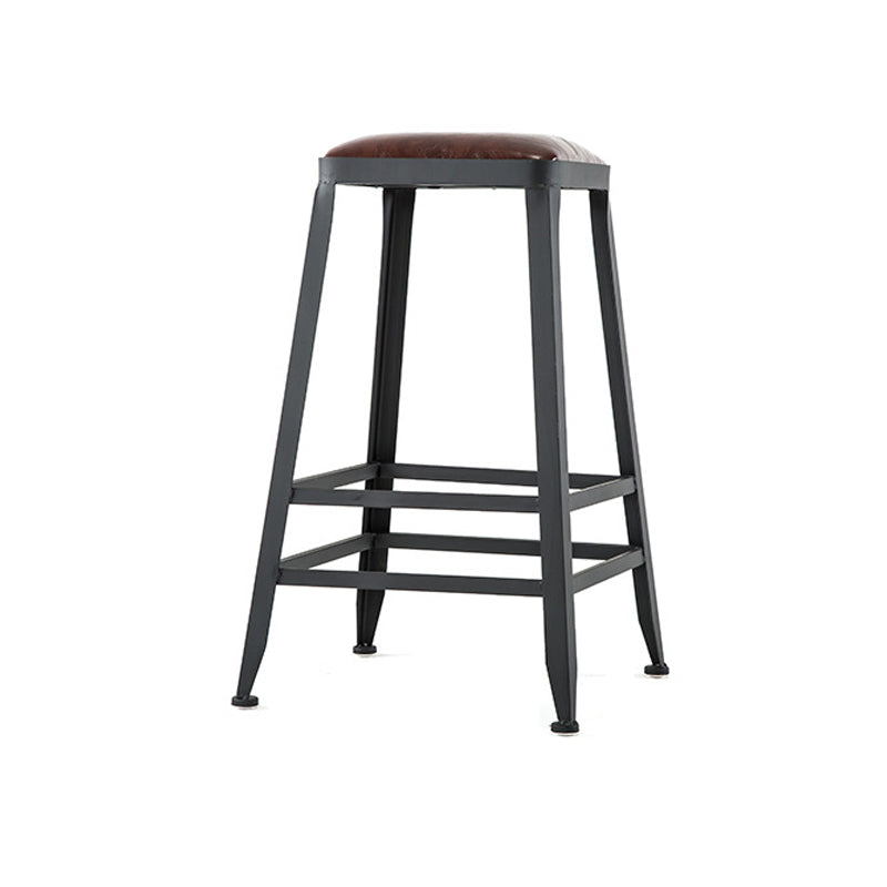 Contemporary Armless Dining Stool Metal Bar Stool with Footrest