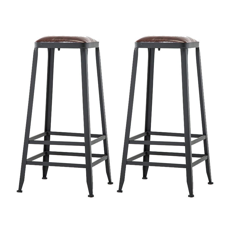 Contemporary Armless Dining Stool Metal Bar Stool with Footrest