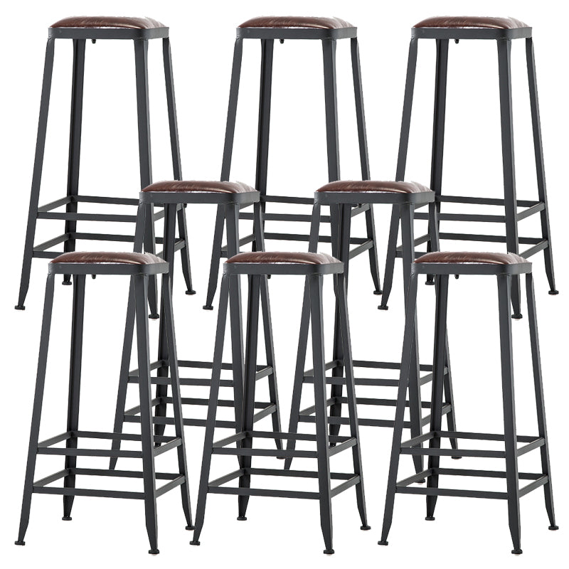 Contemporary Armless Dining Stool Metal Bar Stool with Footrest