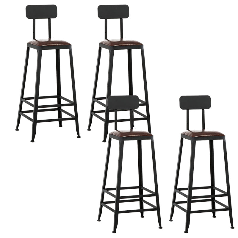 Contemporary Armless Dining Stool Metal Bar Stool with Footrest
