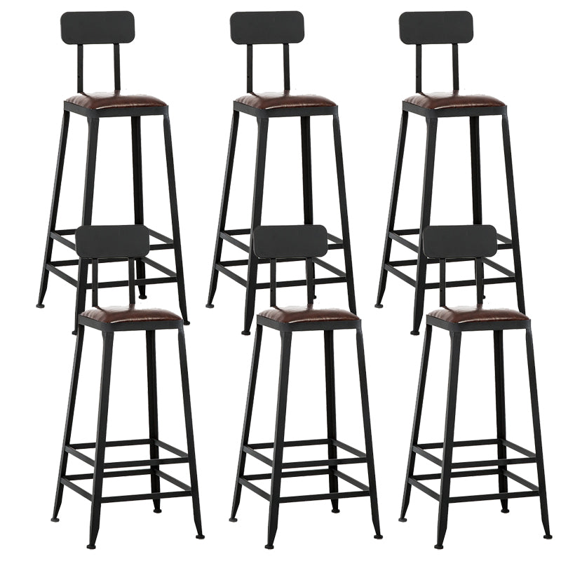 Contemporary Armless Dining Stool Metal Bar Stool with Footrest