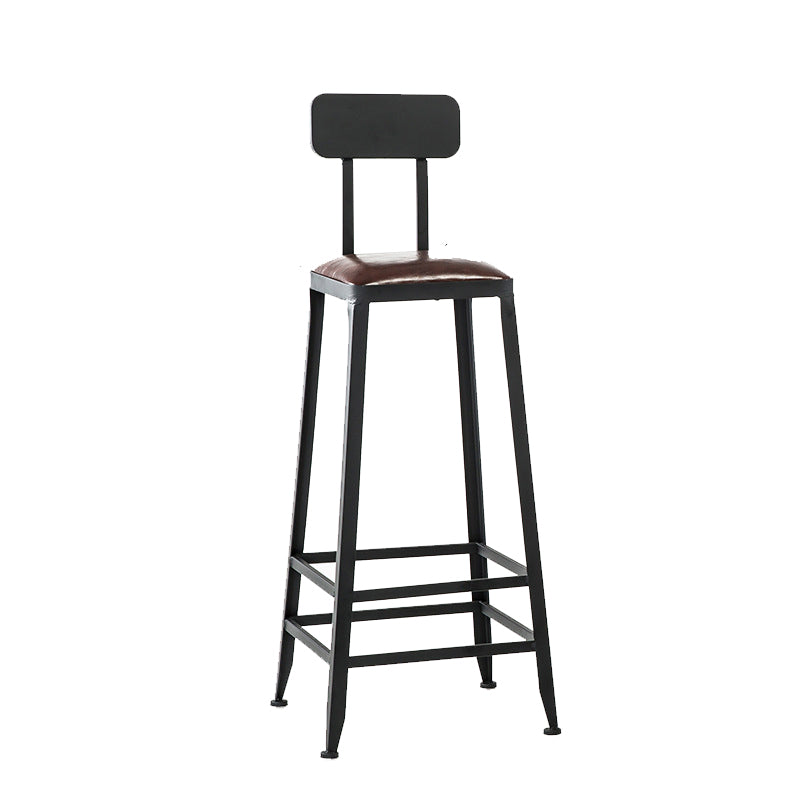 Contemporary Armless Dining Stool Metal Bar Stool with Footrest