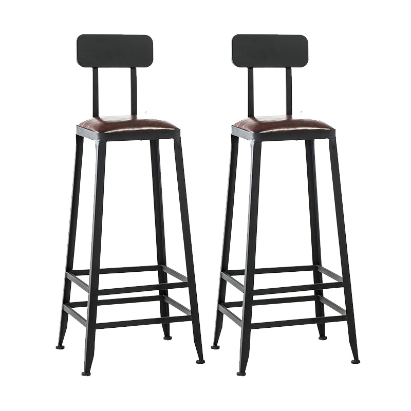Contemporary Armless Dining Stool Metal Bar Stool with Footrest