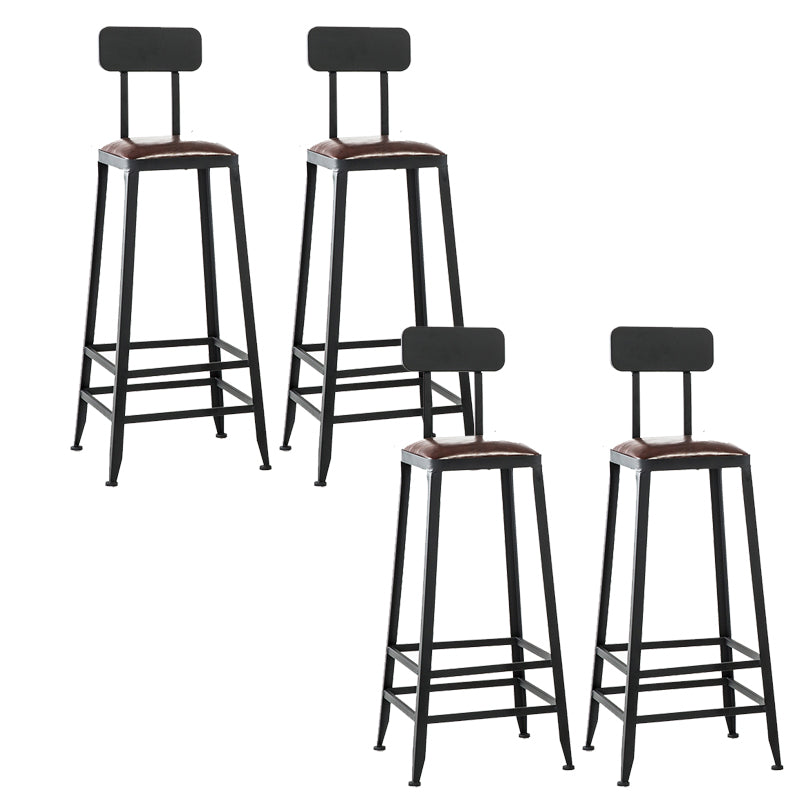 Contemporary Armless Dining Stool Metal Bar Stool with Footrest