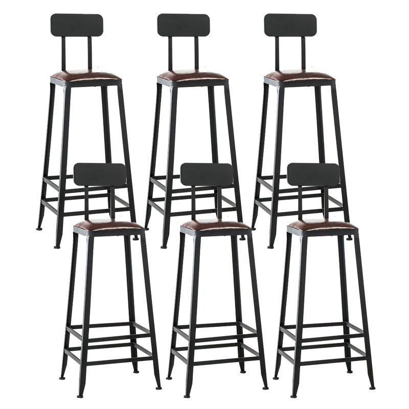 Contemporary Armless Dining Stool Metal Bar Stool with Footrest