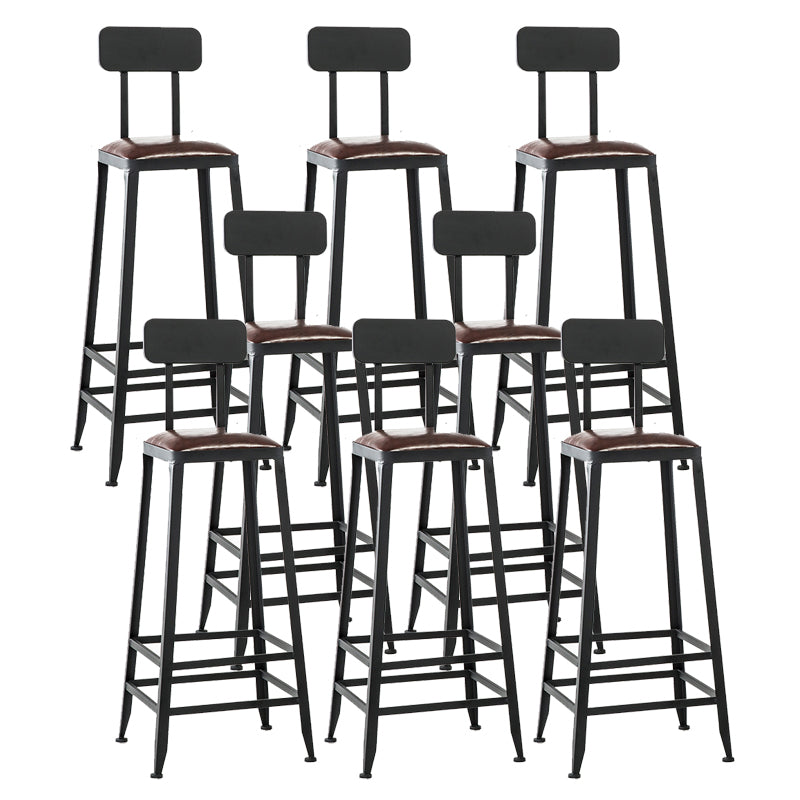 Contemporary Armless Dining Stool Metal Bar Stool with Footrest