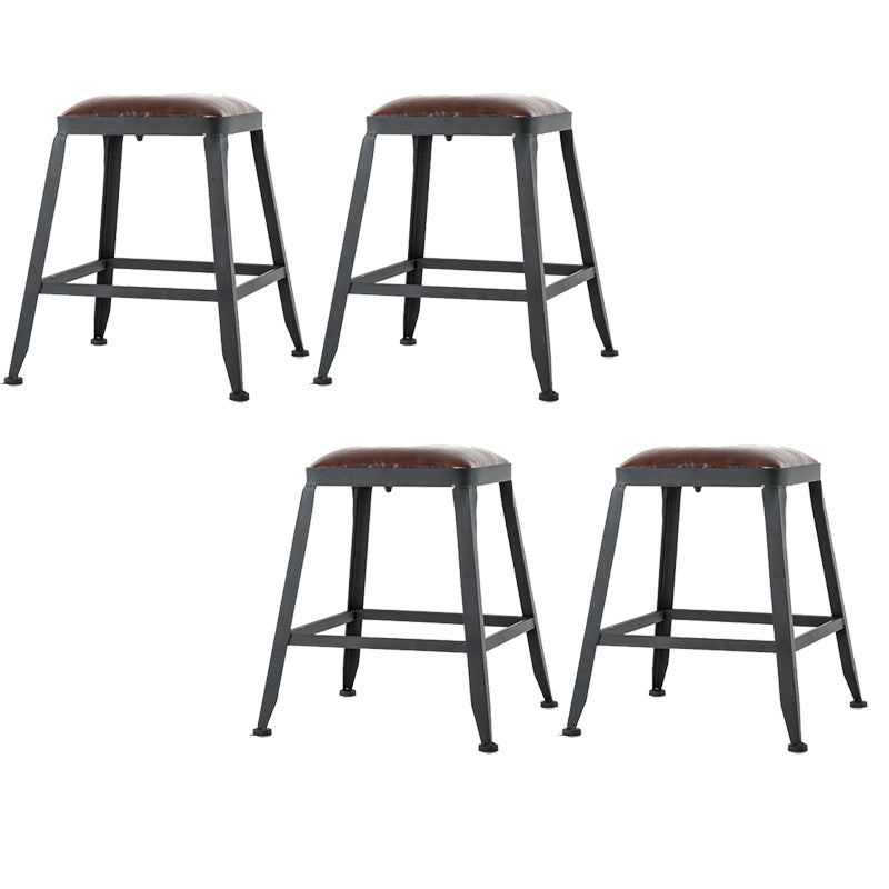 Contemporary Armless Dining Stool Metal Bar Stool with Footrest