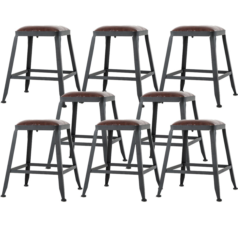 Contemporary Armless Dining Stool Metal Bar Stool with Footrest