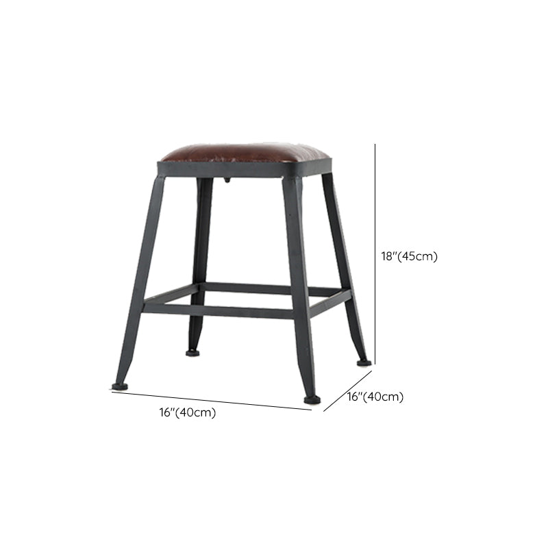 Contemporary Armless Dining Stool Metal Bar Stool with Footrest