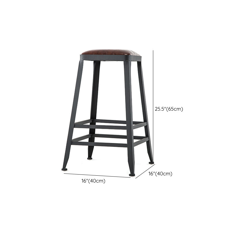 Contemporary Armless Dining Stool Metal Bar Stool with Footrest