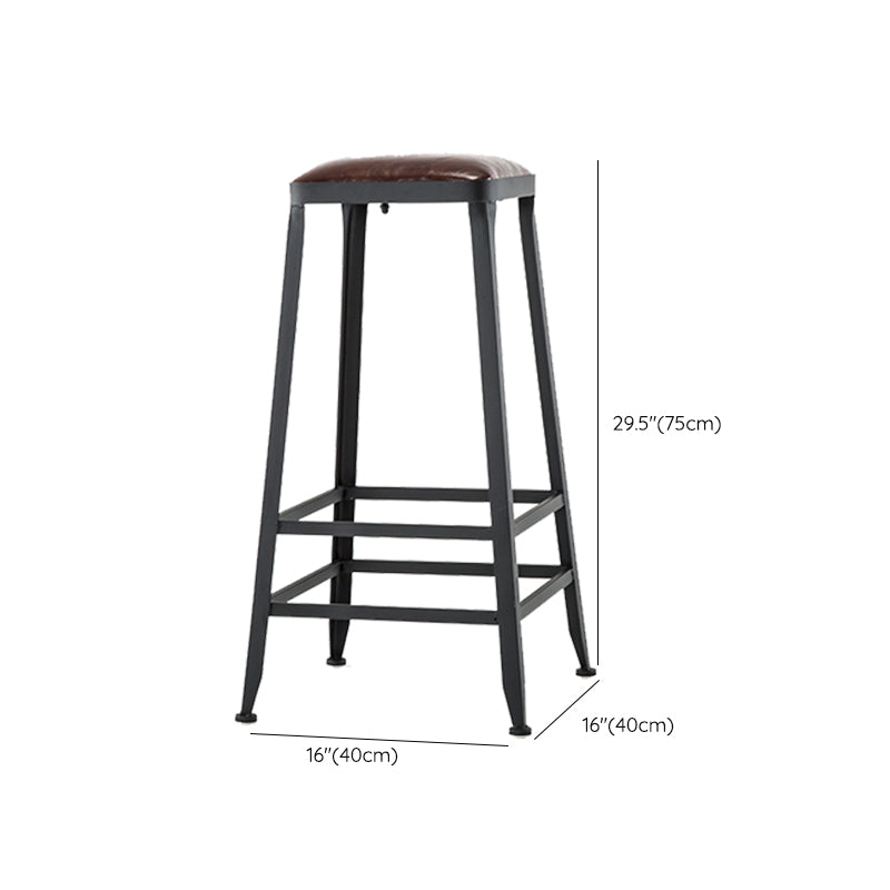Contemporary Armless Dining Stool Metal Bar Stool with Footrest