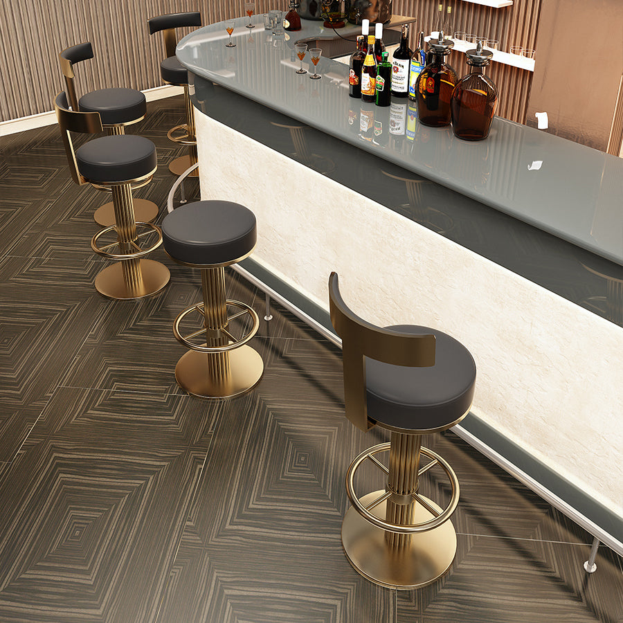 Glam Leather Bar Stool Adjustable Gold Base Counter Stool for Bristol