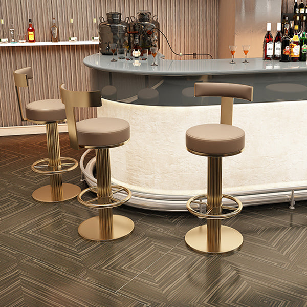 Glam Leather Bar Stool Adjustable Gold Base Counter Stool for Bristol