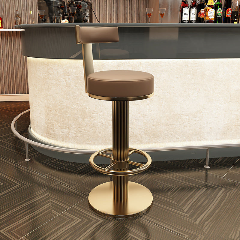 Glam Leather Bar Stool Adjustable Gold Base Counter Stool for Bristol
