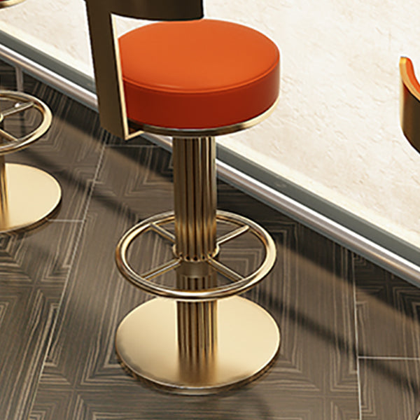 Glam Leather Bar Stool Adjustable Gold Base Counter Stool for Bristol