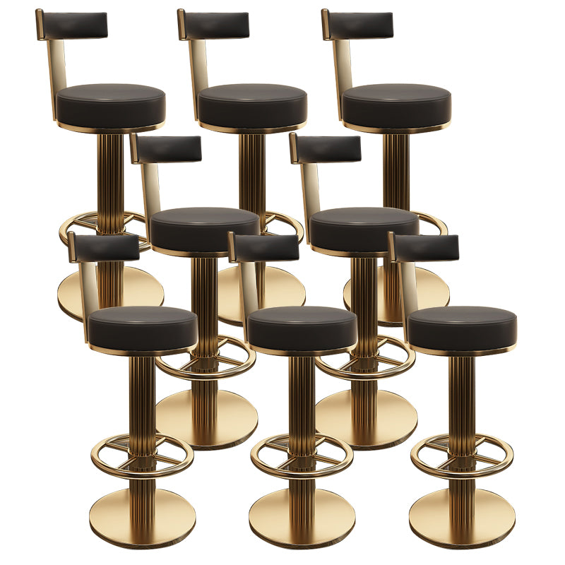 Glam Leather Bar Stool Adjustable Gold Base Counter Stool for Bristol