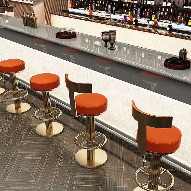 Glam Leather Bar Stool Adjustable Gold Base Counter Stool for Bristol