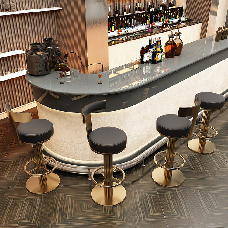 Glam Leather Bar Stool Adjustable Gold Base Counter Stool for Bristol