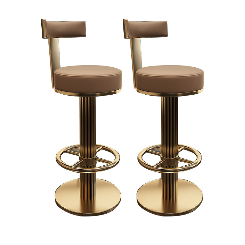 Glam Leather Bar Stool Adjustable Gold Base Counter Stool for Bristol