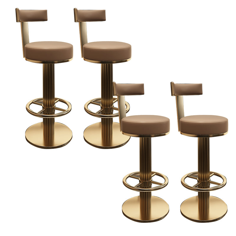 Glam Leather Bar Stool Adjustable Gold Base Counter Stool for Bristol