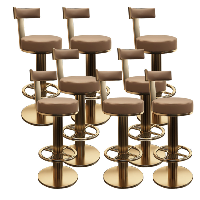 Glam Leather Bar Stool Adjustable Gold Base Counter Stool for Bristol