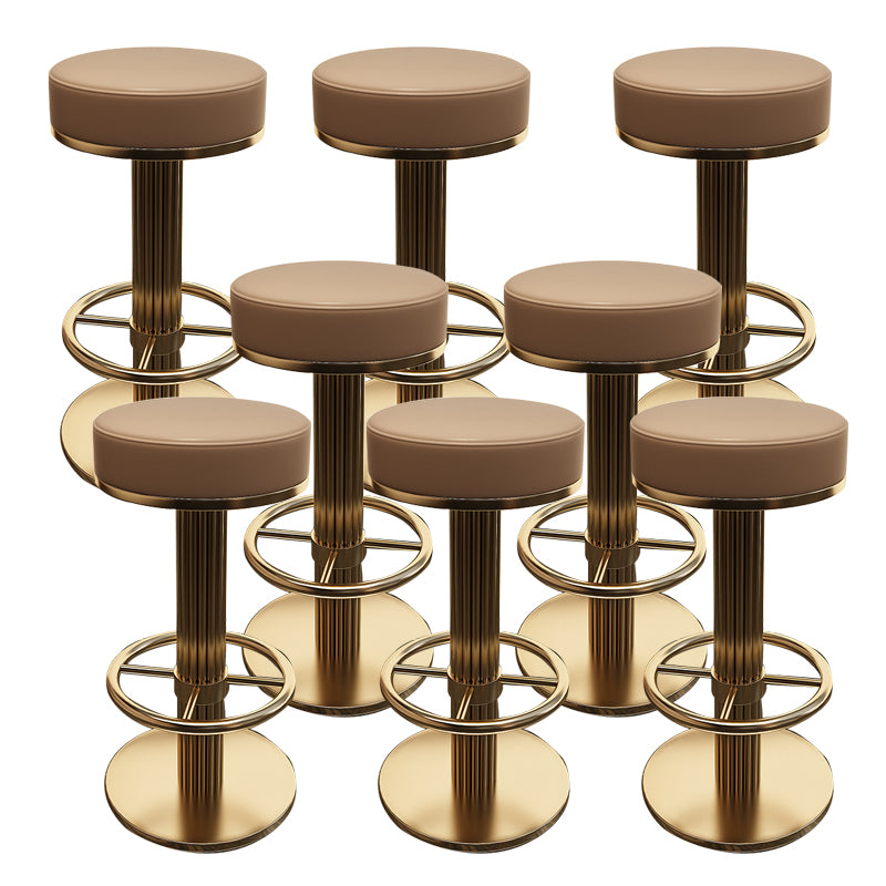 Glam Leather Bar Stool Adjustable Gold Base Counter Stool for Bristol