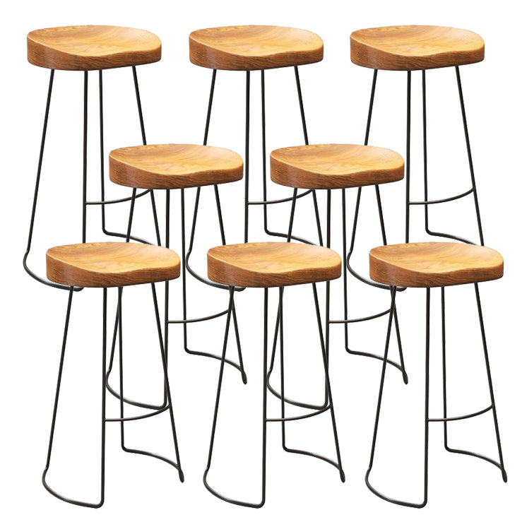 Contemporary Backless Barstools Contoured Seat Bar Stools with Metal Legs