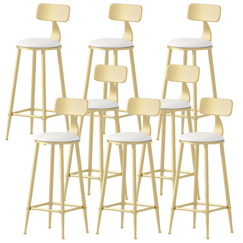 Contemporary Low Back Barstools Round Bar Stool with Footrest