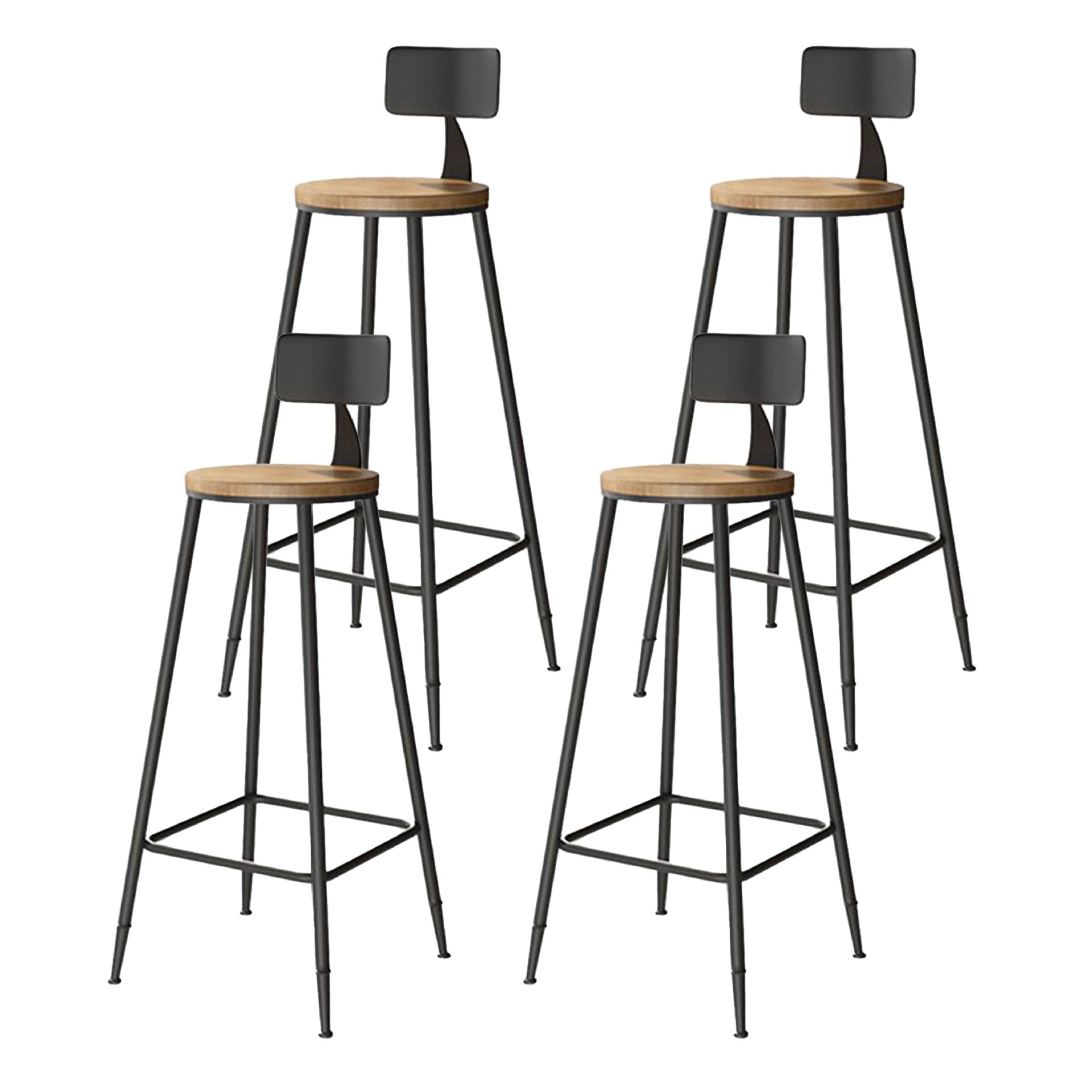 Contemporary Armless Barstools Round Bar Stool with Footrest
