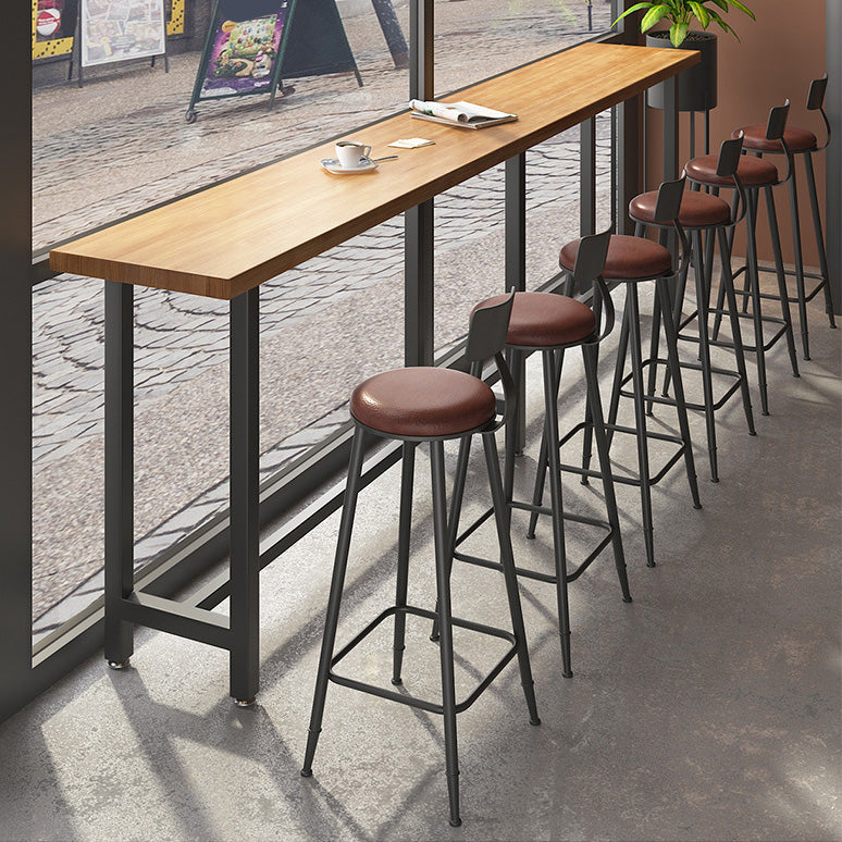 Contemporary Armless Barstools Round Bar Stool with Footrest