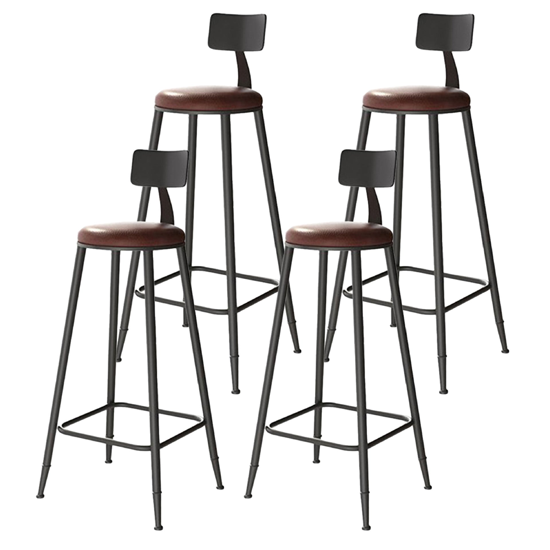 Contemporary Armless Barstools Round Bar Stool with Footrest