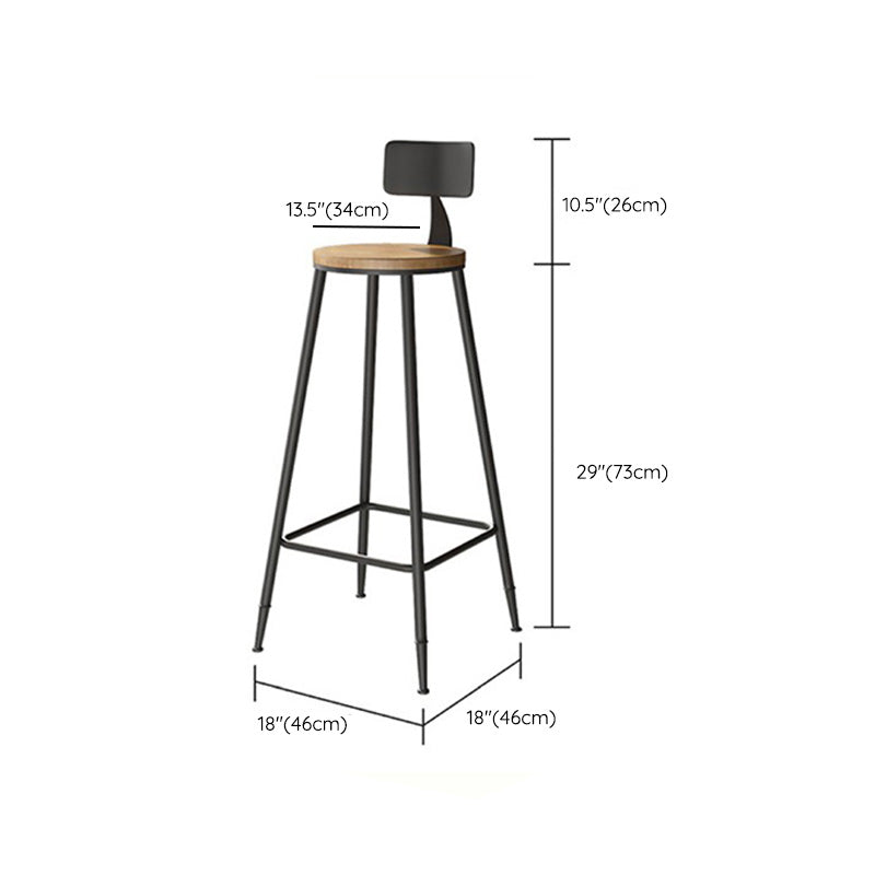 Contemporary Armless Barstools Round Bar Stool with Footrest