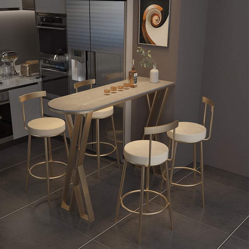 Contemporary Round Barstools Armless Bar Stool with Footrest