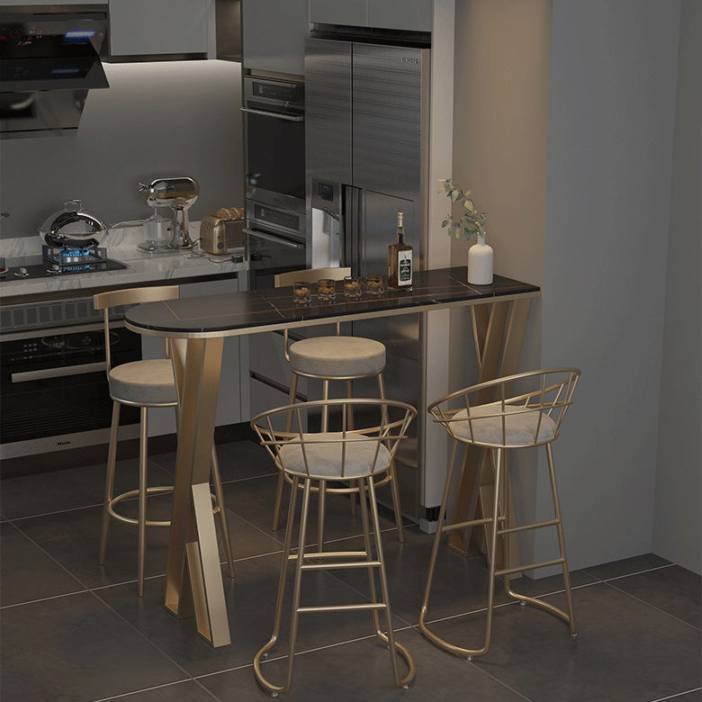 Contemporary Round Barstools Armless Bar Stool with Footrest