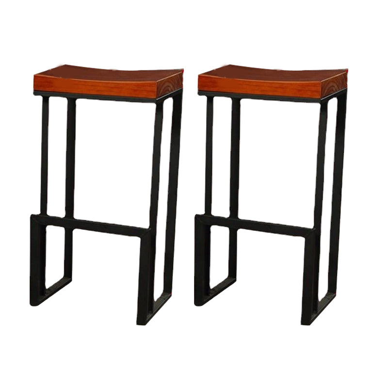 Contemporary Wood Barstools Backless Bar Stool with Metal Legs