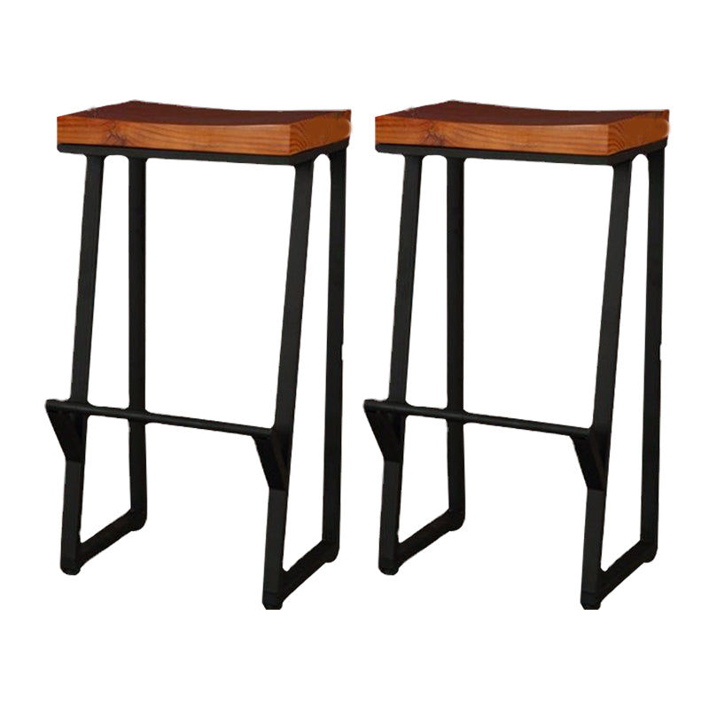 Contemporary Wood Barstools Backless Bar Stool with Metal Legs