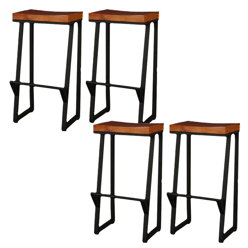 Contemporary Wood Barstools Backless Bar Stool with Metal Legs