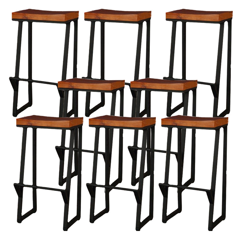 Contemporary Wood Barstools Backless Bar Stool with Metal Legs